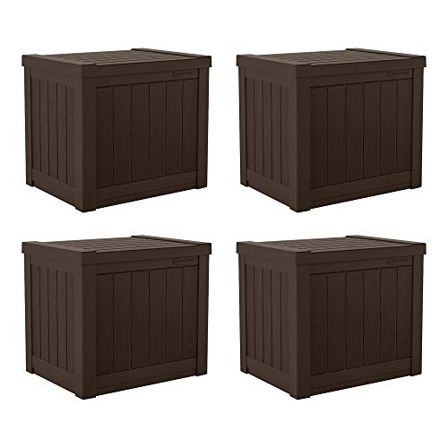 Outdoor Storage Box 22 Gallon Resin Deck Box with Flat-Lid Bench Seating B591