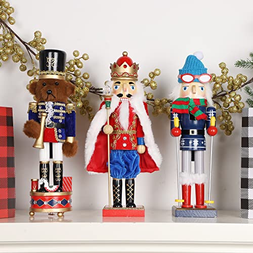 14 Inch Christmas Nutcracker Figures, Wooden Santa Chef Holding Gingerbread Men, Tabletop Centerpiece Decor R14704