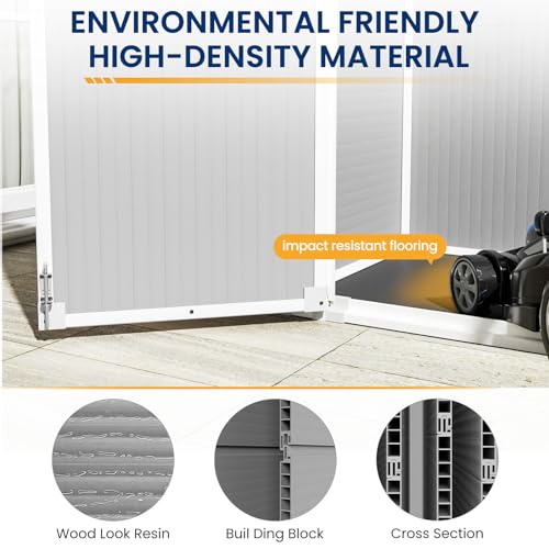 Outdoor Storage Shed, Weather Resistant Resin Box with Floor for Garden Tools I6082