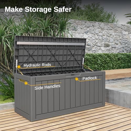 Outdoor Storage Box 31 Gallon Waterproof Resin Deck Box V3075