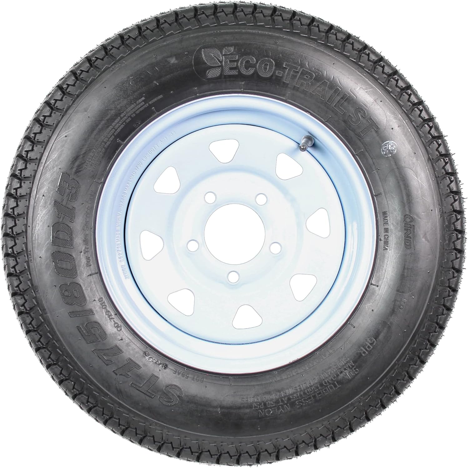 Trailer Tire on Rim ST175/80D13 5 Hole White Spoke Wheel S77679