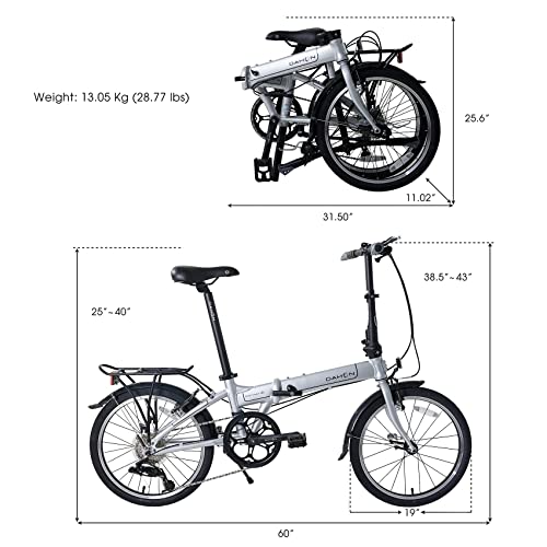 Folding Bike, Lightweight Aluminum Frame, 8-Speed, 20 Inch Y746