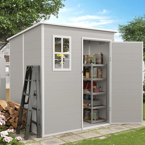 Outdoor Storage Shed 6x6 FT Resin with Floor and Lockable Door Z166