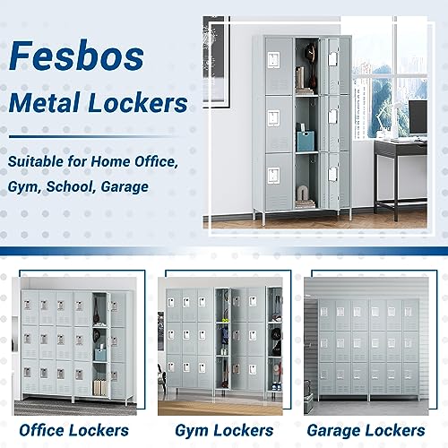 3-Door Blue Steel Storage Locker for Office, School, Gym C68898