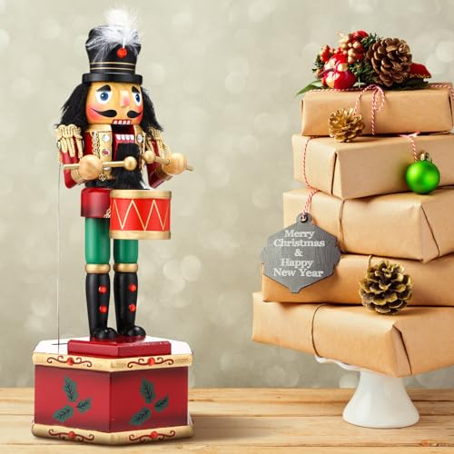 Nutcracker Music Box Wooden Soldier Toy Christmas Wind Up Musical Decor X3406