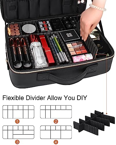 Large Capacity 3 Layer Makeup Case Cosmetic Organizer with Brush Bag R31262