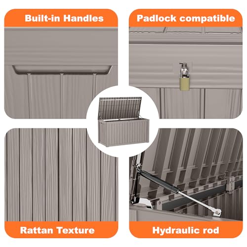100 Gallon Resin Deck Box, Lockable Patio Outdoor Storage, Waterproof - Black F75230