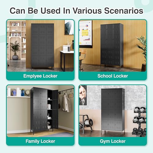 Vintage Metal Locker with Hooks, Lockable Single Door Storage M901