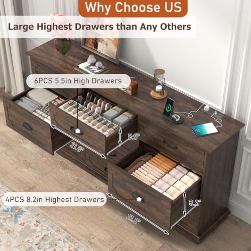 10 Drawer Dresser with Charging Station for Bedroom U18444