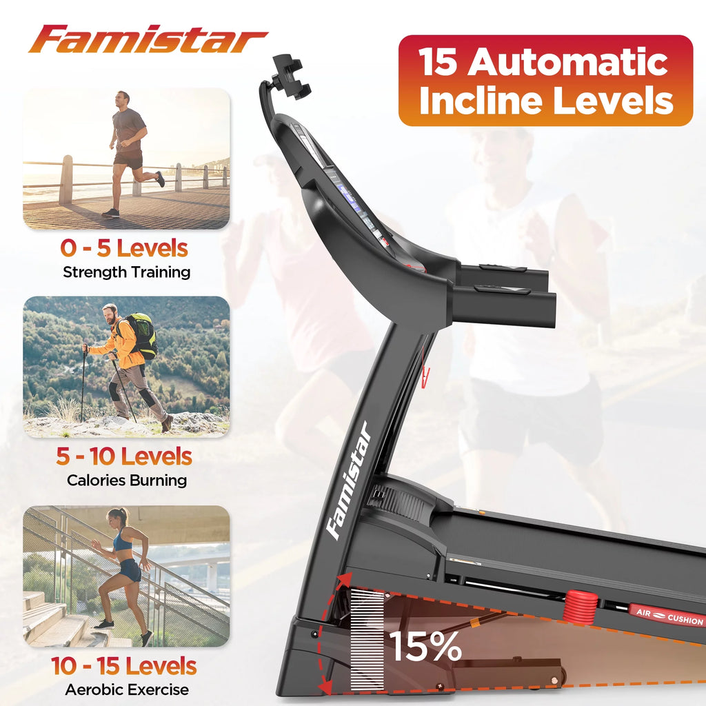 Portable Folding Treadmill 300 LB Capacity with Auto Incline B643749