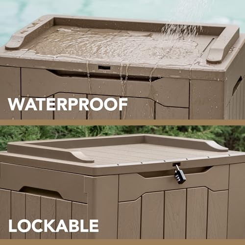 30 Gallon Waterproof Resin Deck Box for Outdoor Patio and Garden Storage Q30388