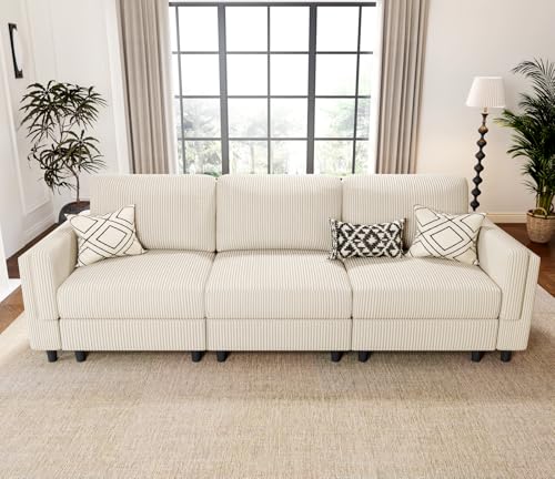 Modular Sectional Sofa Bed with Storage Ottoman, Beige S706