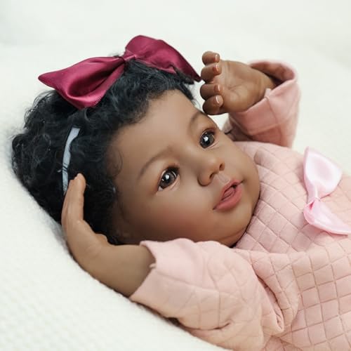 18-Inch Realistic African American Newborn Baby Doll with Soft Weighted Body Y11968
