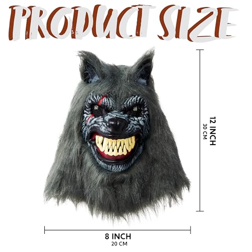 LED Halloween Wolf Werewolf Mask with Movable Jaw for Adult Cosplay Q650