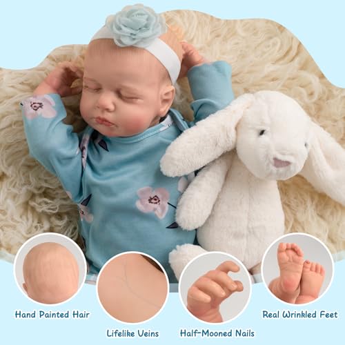 Realistic Reborn Baby Doll, 18 Inch Soft Body Sleeping Baby Girl with Pink Clothing Z645