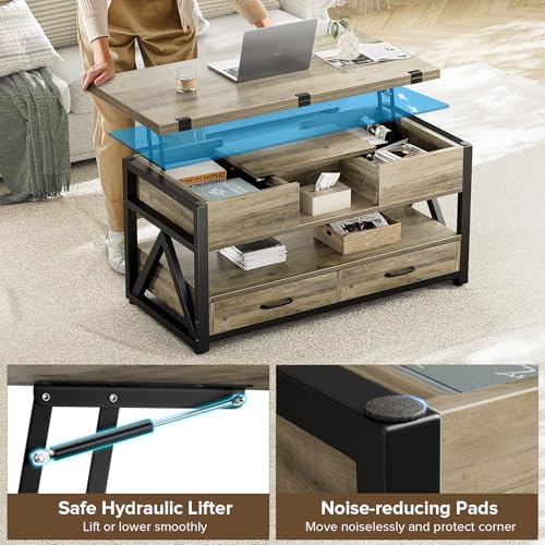 Lift Top Coffee Table with Storage Drawers L3789