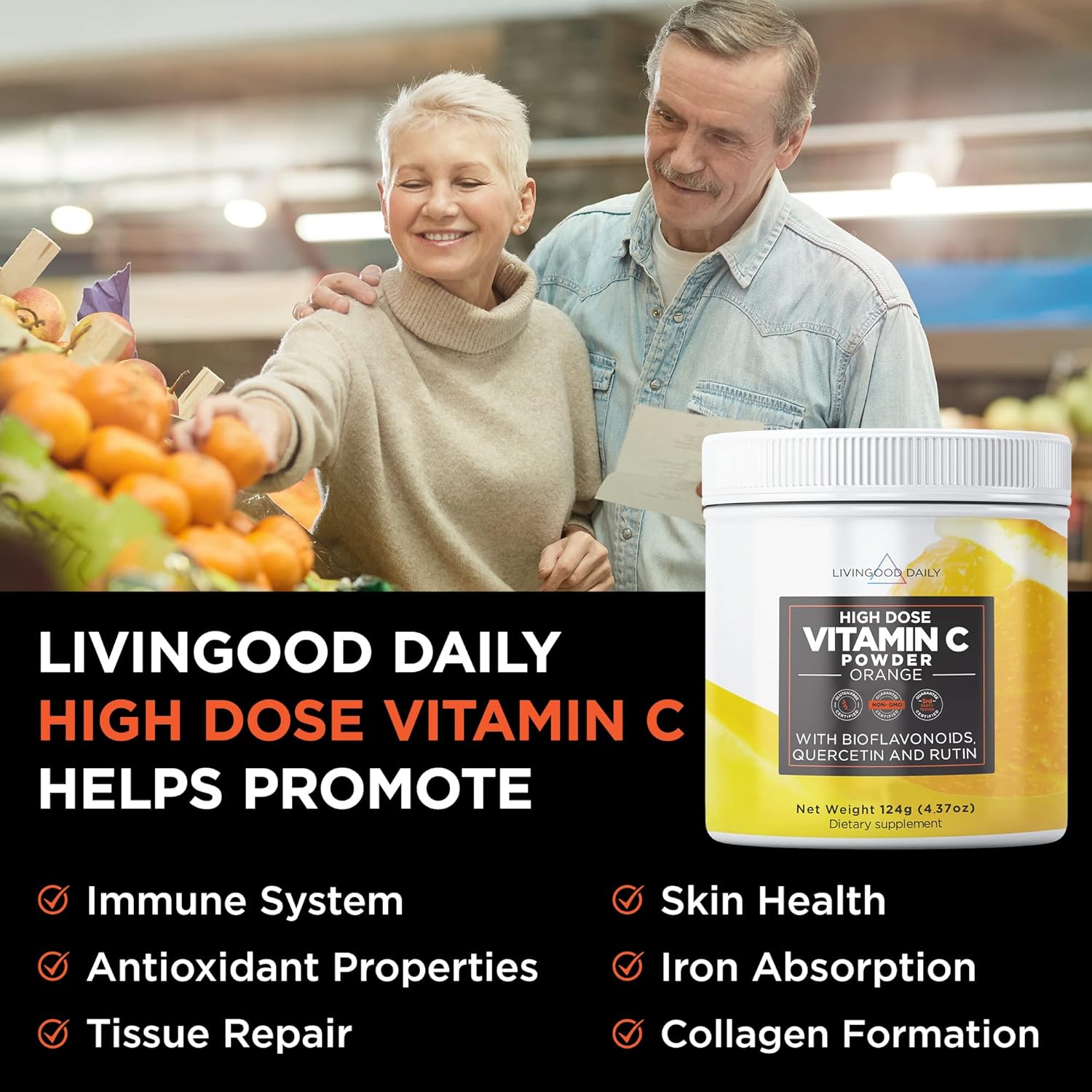 Vitamin C Powder Supplement with Quercetin and Citrus Bioflavonoids F99478