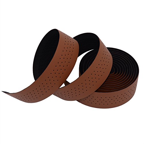Handlebar Tape PU Leather Bike Bar Wrap with Reflective Plug D84898