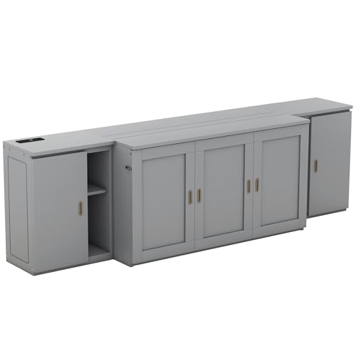 Wall Cabinet Bed with Storage and Bookcase Headboard F651615