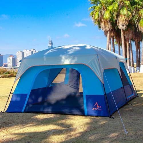 Extra Large Family Cabin Tent for Camping, 2 Rooms, 3 Doors, Waterproof E6603
