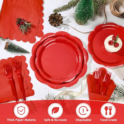 Ivory Paper Plates and Napkins Set for 50 Guests, Disposable Tableware with Utensils M509