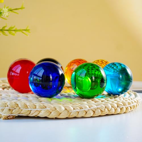 40mm Ice Cracked Crystal Chakra Balls with LED Wooden Base Night Light N984594