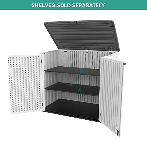 Horizontal Outdoor Storage Shed, 47 Cu.ft Resin Waterproof Cabinet for Garden Patio Backyards F5157