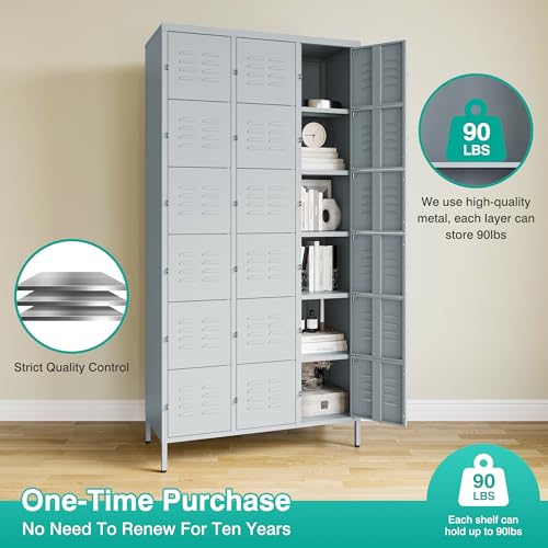 Vintage Metal Locker with Hooks, Lockable Single Door Storage M901