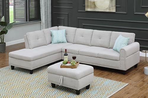 4-in-1 Convertible L Shaped Couch with Pull Out Bed and Storage Z983