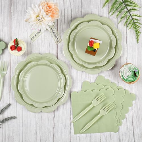Ivory Paper Plates and Napkins Set for 50 Guests, Disposable Tableware with Utensils M509