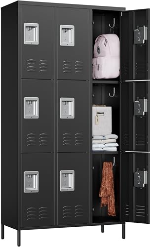 Vintage Metal Locker with Hooks, Lockable Single Door Storage M901