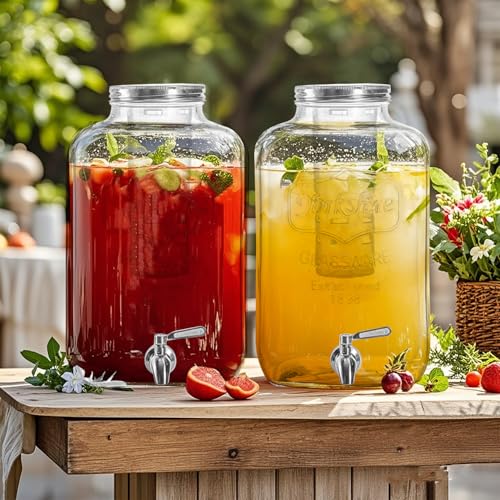 Glass Drink Dispenser with Stand, 2 Pack L526496