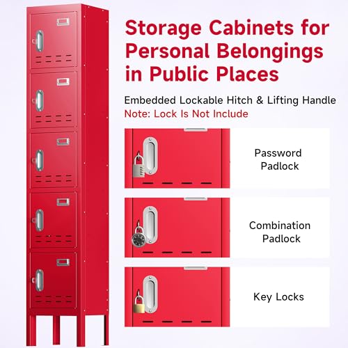 Metal Storage Cabinet, 5 Doors, Blue W429