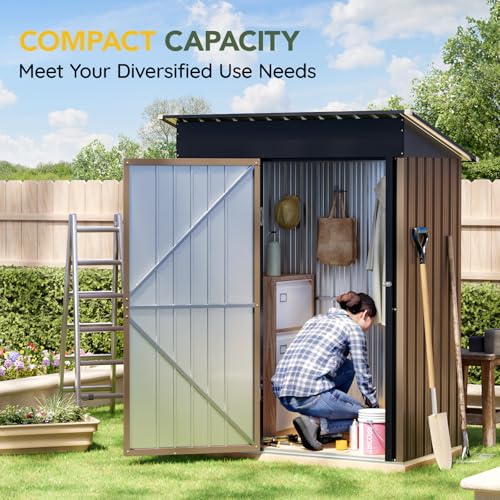 Outdoor Steel Storage Shed with Lockable Doors and Window L987864
