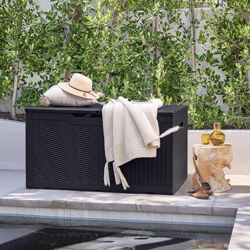 30 Gallon Waterproof Resin Deck Box for Outdoor Patio and Garden Storage Q30388