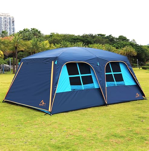 Extra Large Family Cabin Tent for Camping, 2 Rooms, 3 Doors, Waterproof E6603