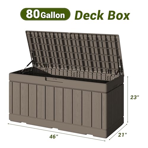 30 Gallon Waterproof Resin Deck Box for Outdoor Patio and Garden Storage Q30388
