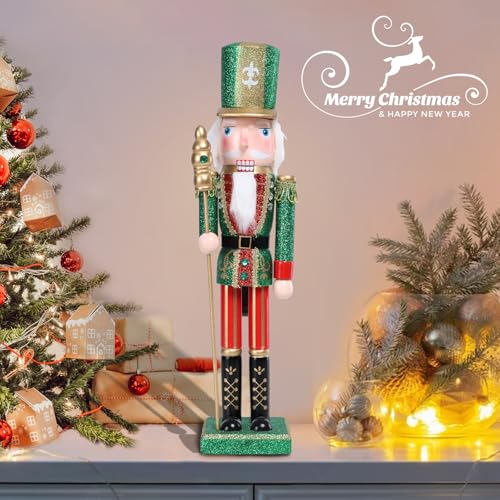 16 Inch Wooden Nutcracker Christmas Decoration for Table Desktop Fireplace Indoor Home H891