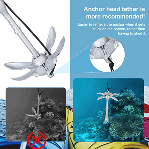 Kayak Anchor, 3.5 lbs Foldable Grapnel for Kayaks, SUPs, Small Boats C13034