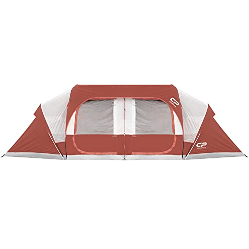 12-Person Camping Tent, 3 Room Family Tent, Waterproof Windproof with Carry Bag Q601154