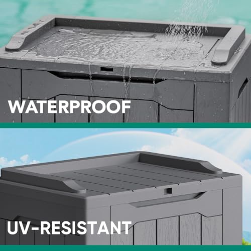 30 Gallon Waterproof Resin Deck Box for Outdoor Patio and Garden Storage Q30388