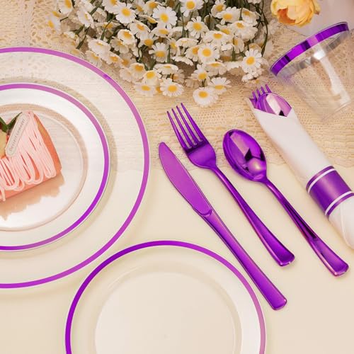 Disposable Plates and Cups Set for 50 Guests with Napkins and Cutlery V71219