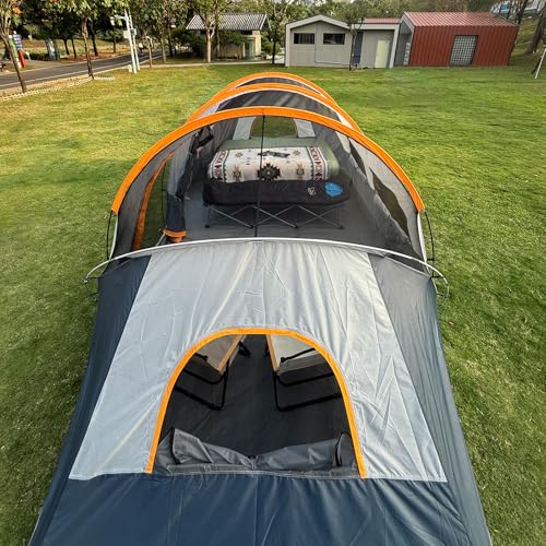 12-Person Camping Tent, 3 Room Family Tent, Waterproof Windproof with Carry Bag Q601154
