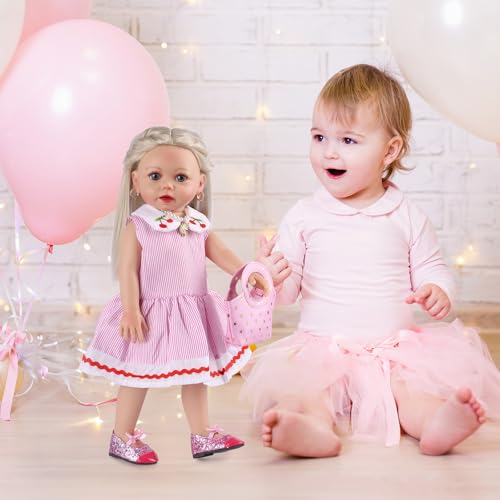 Lifelike Reborn Baby Doll 20 Inch Brown Hair Girl with Clothes and Toy Accessories H822