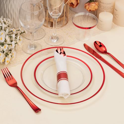 Disposable Plates and Cups Set for 50 Guests with Napkins and Cutlery V71219