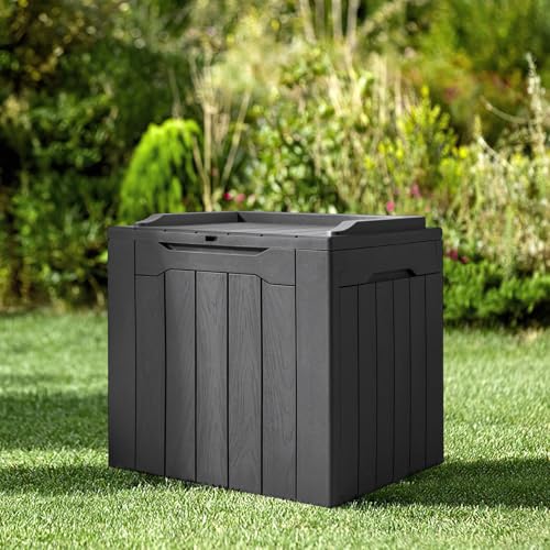 31 Gallon Resin Deck Box Waterproof Indoor Outdoor Storage for Patio Cushions and Garden Tools L90121