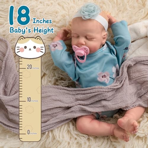 Realistic Reborn Baby Doll, 18 Inch Soft Body Sleeping Baby Girl with Pink Clothing Z645
