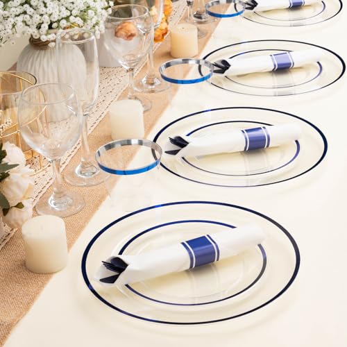 Disposable Plates and Cups Set for 50 Guests with Napkins and Cutlery V71219