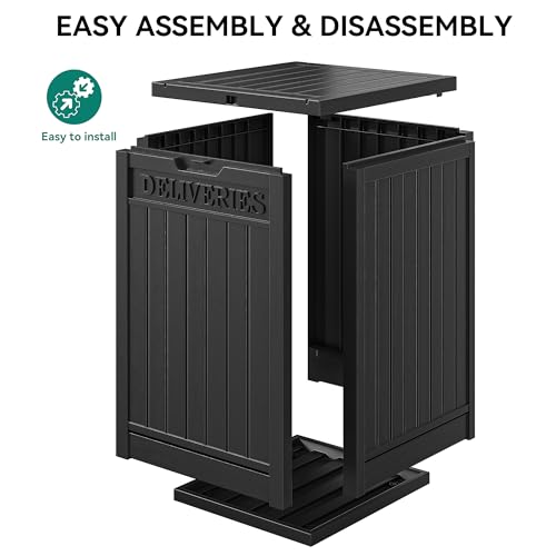 60 Gallon Outdoor Package Storage Box, Double-Wall Resin, Waterproof Deck Box for Porch O69284