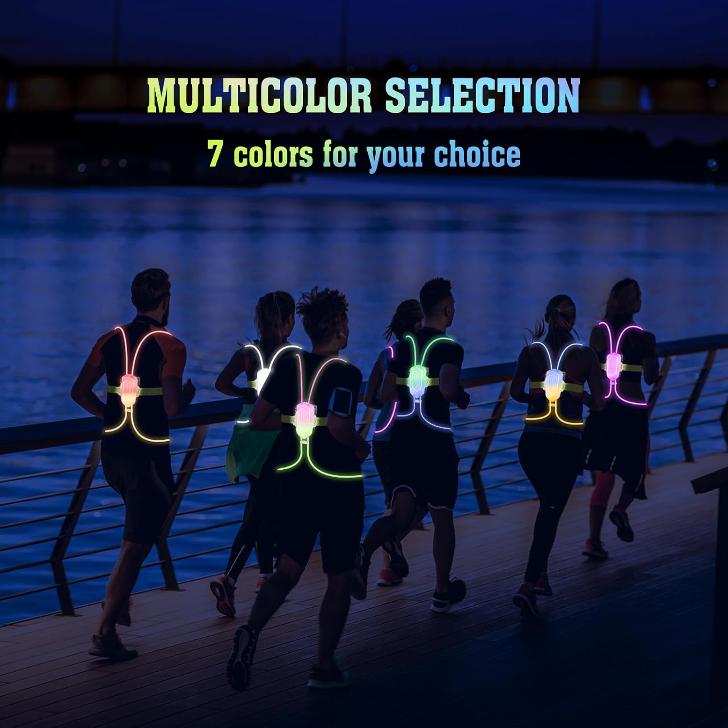 Reflective Running Vest with LED Lights, Rechargeable, Adjustable for Men Women Kids Z564396